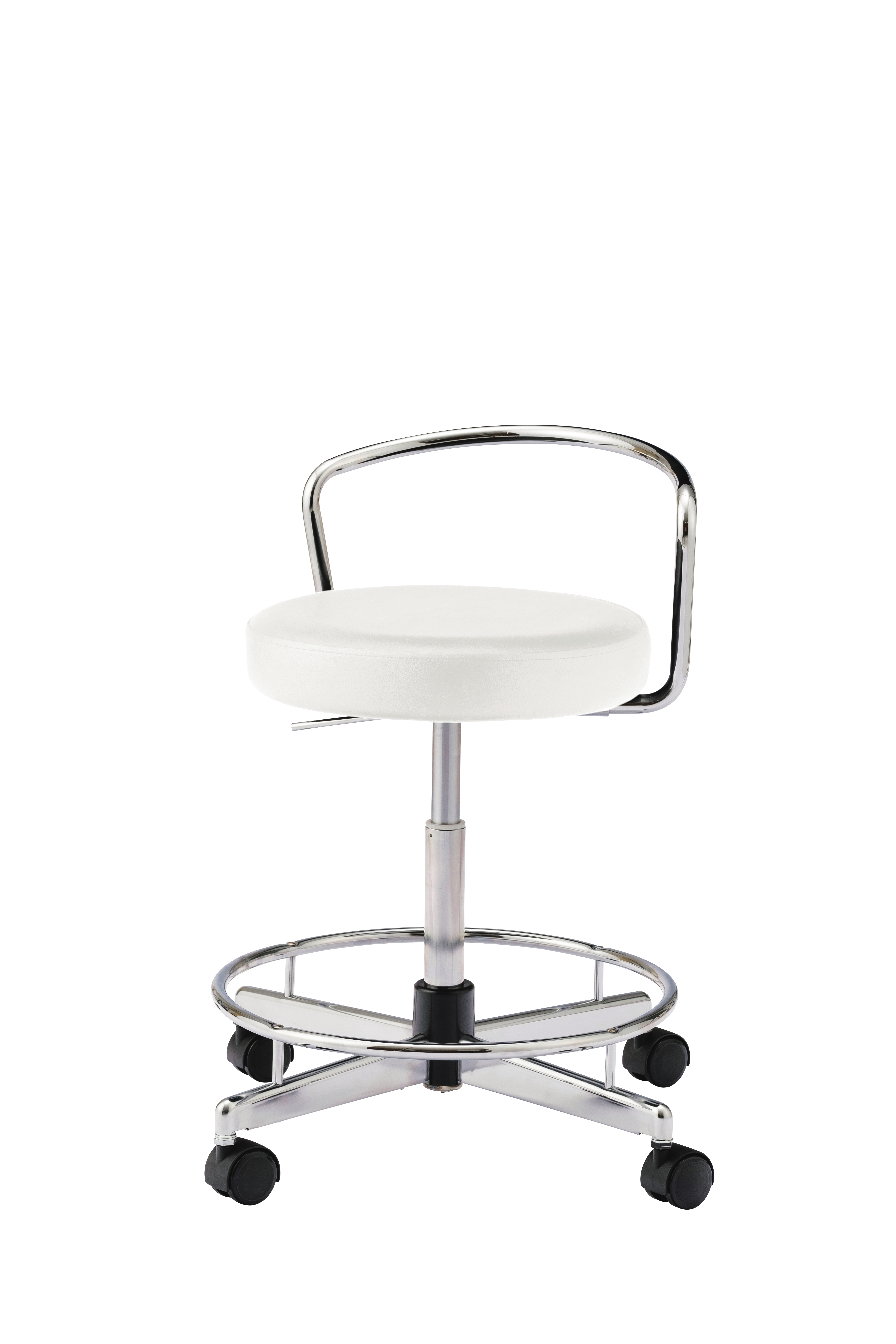 【椅子】導電チェア ハイタイプ 背パイプ付 フットリング付 導電ゴムキャスター 導電ビニールレザー 脚外径610